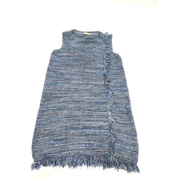 Anthropologie Holding Horses Blue sweater fringe dress women's medium - Picture 4 of 9